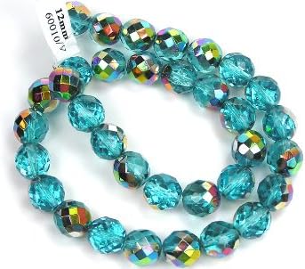 Miniatura 9 de Cuentas de vidrio facetadas redondas con revestimiento de vitrail de 0.118 in (405 cuentas), hilo de 3 x 16 pulgadas