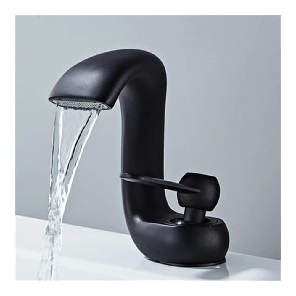 Basin Faucet Waterfall Washbasin Faucet undercounter Basin Hot and Cold Bathroom Cabinet Basin Faucet(Black)