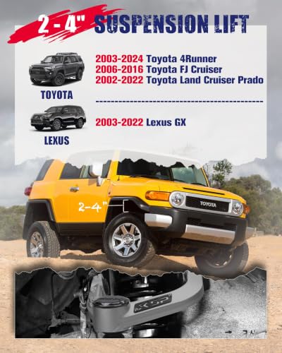 Image of KSP Forged Control Arm for 4Runner Land Cruiser 2-4in Lift, Aftermarket Upper Control Arms in Rubber Bushing Compatible with Toyota Lexus GX 2003-2022, FJ Cruiser 2003-2022, One-piece Design UCA