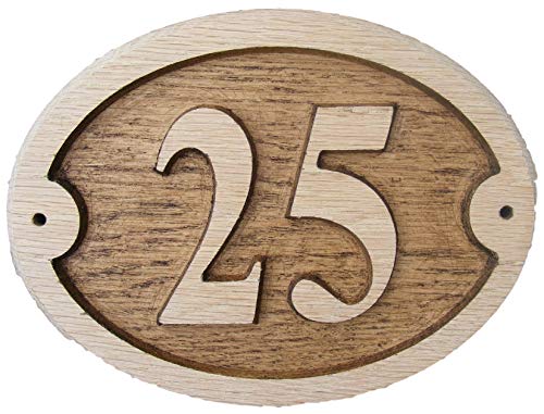 OVAL NATURAL OAK WOODEN HOUSE DOOR NUMBER 7" x 6" DEEPLY EMBOSSED ENGRAVED NATURAL WOOD SURFACE SIGN PLAQUE HOUSE WARMING GIFT