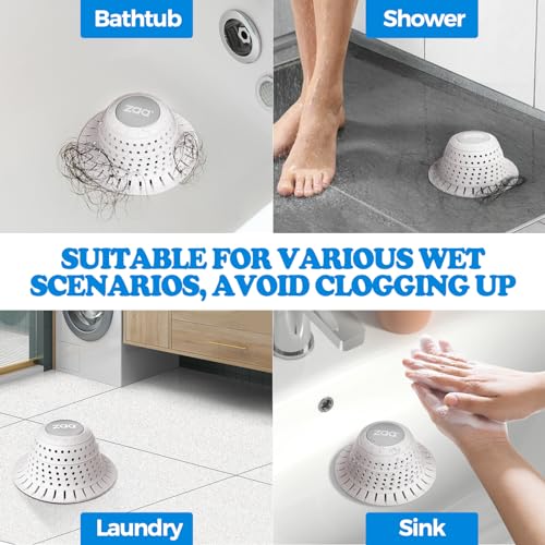 Image of zaa Bathtub Drain Hair Catcher, Premium Silicone Shower Hair Catcher, 1Pack Hair Stopper for Pop Up & Regular Drains of Shower, Bathtub, Bathroom Sink, Bathroom Fixture Accessories, White