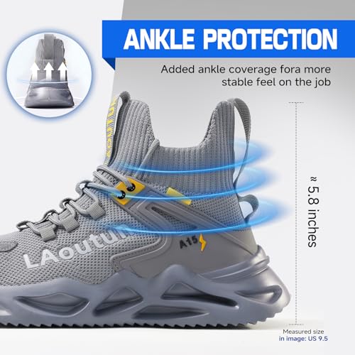 Image of LAoutun Steel Toe Shoes for Men, Lightweight Comfortable Safety Shoes with Puncture Resistant, Indestructible Work Shoes for Construction and Warehouse
