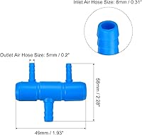 Vista 2 de uxcell 5 unids 0.315 in a 0.217 in 2 vías línea de aire tubo divisor conector pecera tanque oxígeno tubo aire adaptador para acuario, azul