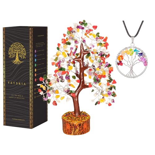 Chakra Tree - Room Decor - Bonsai Tree - Desk Decorations for Women Office - Gemstones and Crystals - Crystal Tree of Life - Meditation Accessories - Housewarming Gift - Money Tree, Chakra Decor