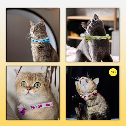 Image of YellowCult Glow Mice Radium Pet Collar(1 Piece) - Glow-in-Dark Reflective Nylon Adjustable Safety Collar with Cute Mouse Design, Buckle & Bell for Cats, Puppies, Small Dogs & Rabbits
