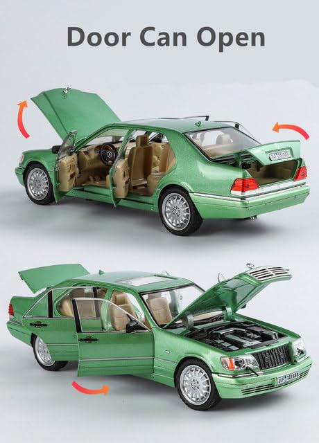 Image of Merceedes Benz W140 Model Car with Box, Zinc Alloy Pull Back Toy car with Sound and Light for Kids Boy Girl Gift [Colors as Per Stock] (Merceedes Benz W140)