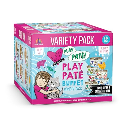 Weruva B.F.F. Play - Best Feline Friend Pat Lovers Aw Yeah! Play Pat Buffet Variety Pack 2.8oz Can (Pack of 18)