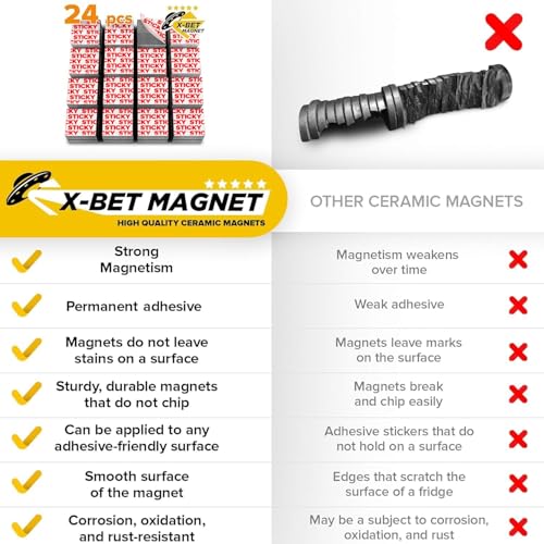 Image of Strong Ceramic Square Magnets With Adhesive Backing (0.8x0.2 inch /20x5mm, 48 pcs) - Heavy Duty Sticky Magnets, Non-Corrosive, Versatile For Home, Office, Workshop, Whiteboard, Fridge And Hobby Use