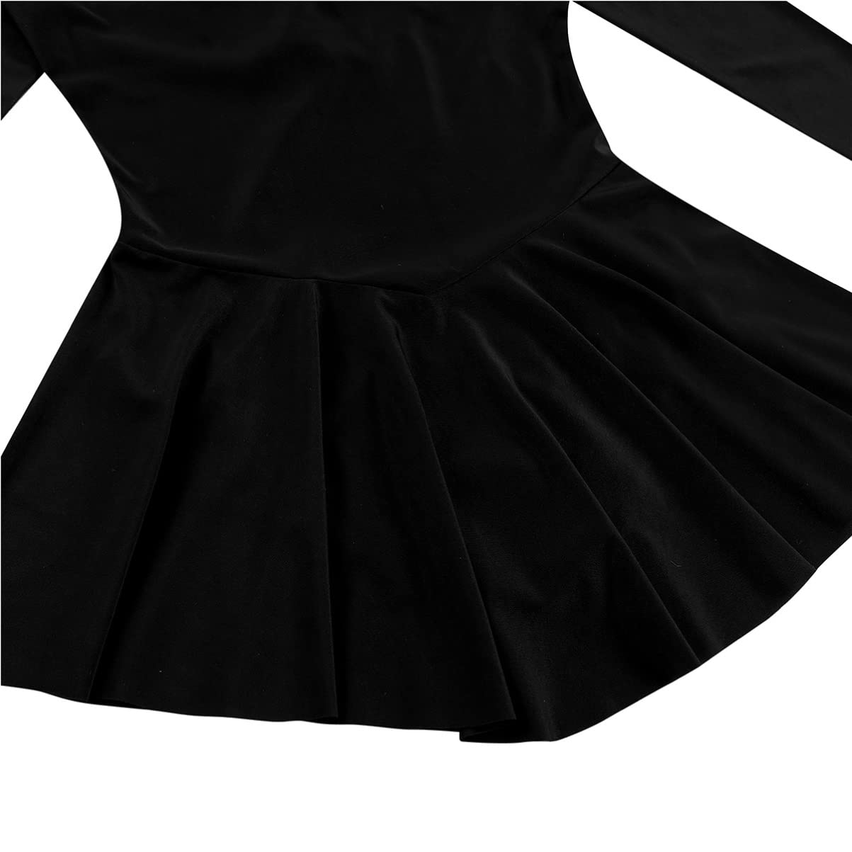 CHICTRY Eiskunstlauf Kleid Damen Training Langarm Rollschuhkleid Strassstein Glänzend Ballettkleid Mesh Patchwork Turnanzug Mit Wickelrock Tanzkostüm