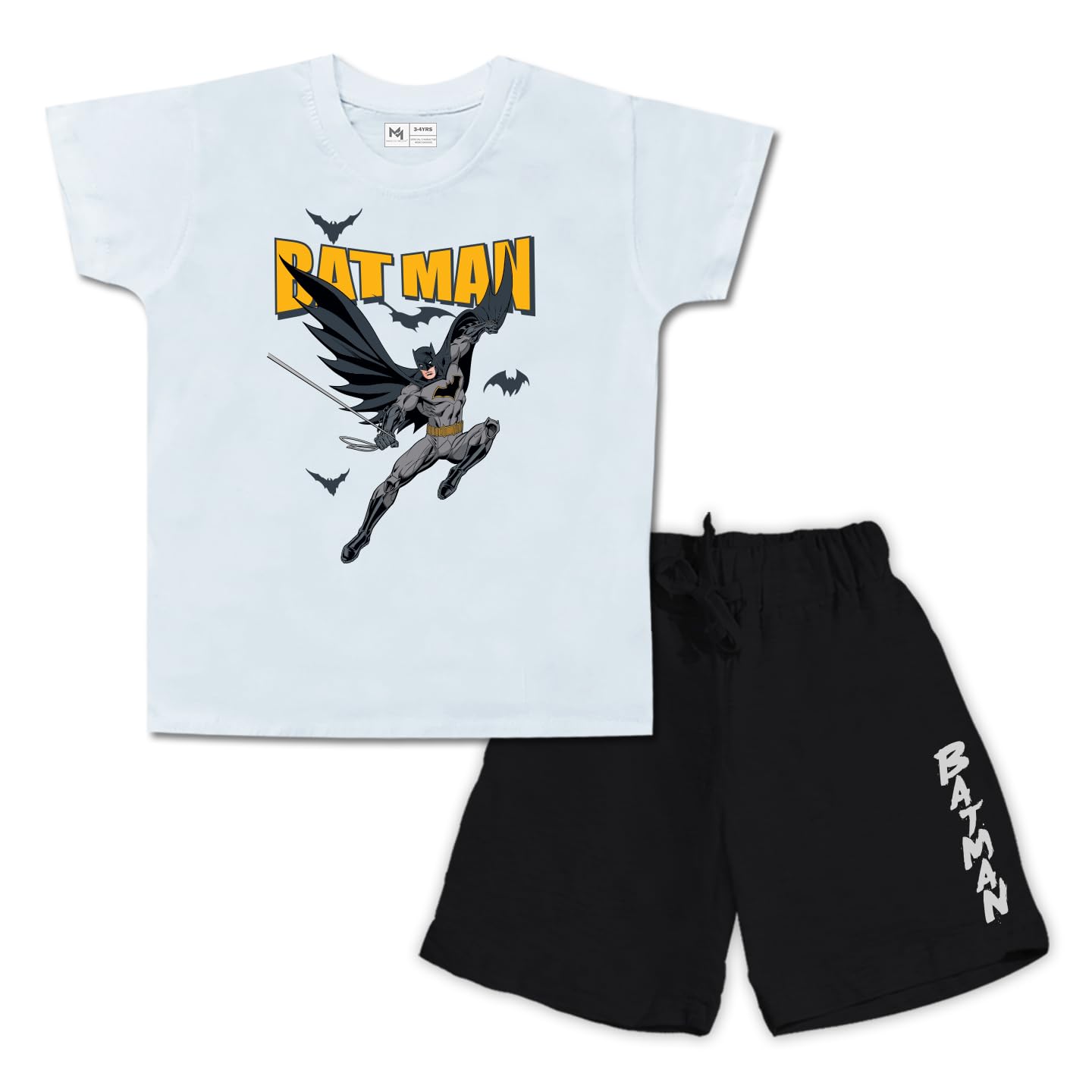 Minute Mirth Boys Batman Graphic print Co-Ord Set In Cotton Fabric