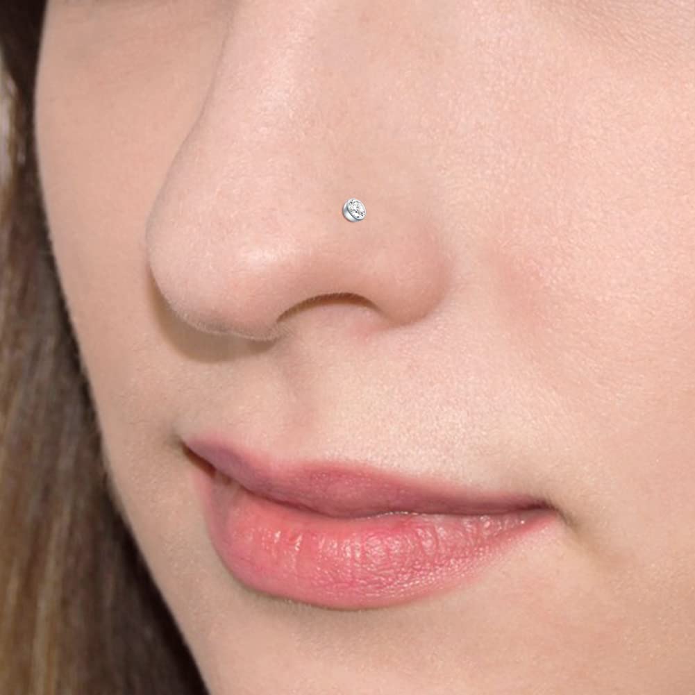 Briana Williams Acero quirúrgico 316L Nariz Stud Anillos Tornillo Piercing Jewelled Clear Diamond CZ 10-12PCS