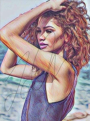 Zendaya Coleman Drawing Print Poster Hand Drawn Coloured Pencil Singer #ZENDAYA3