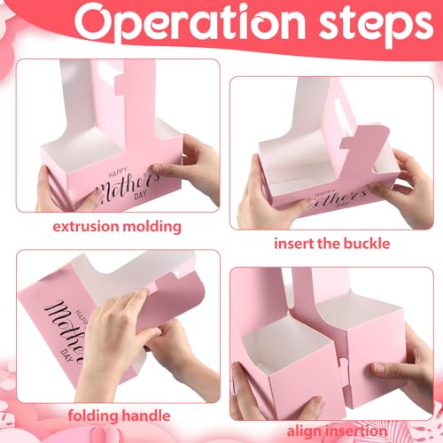 Ctosree 24 Pack 2 Cup Drink Carrier with Handle for Mother\'s Day Disposable Paperboard Beverage Cupholder with Ribbon for Hot Cold Drink, Take out Cup Carriers to Go Coffee Cupholder for Food Delivery