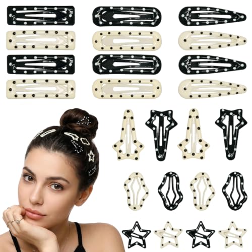 Image of MAYCREATE Star Hair Clips for Girls Women Y2k Polka Dot Cute Hair Clips | Metal snap closure, non-slip grip, lightweight comfort, versatile styling for bangs, ponytails, parties, photos, daily wear