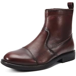 Arkbird Mens Chelsea Dress Boots with Side Zipper, Genuine Leather Classic Fashion Slip-on Ankle Dress Boots for Men