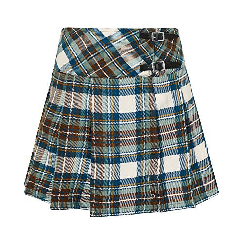 Womens 16.5 in Plaid Tartan Mini Kilt Skirt Blue Muted Stewart 14 US