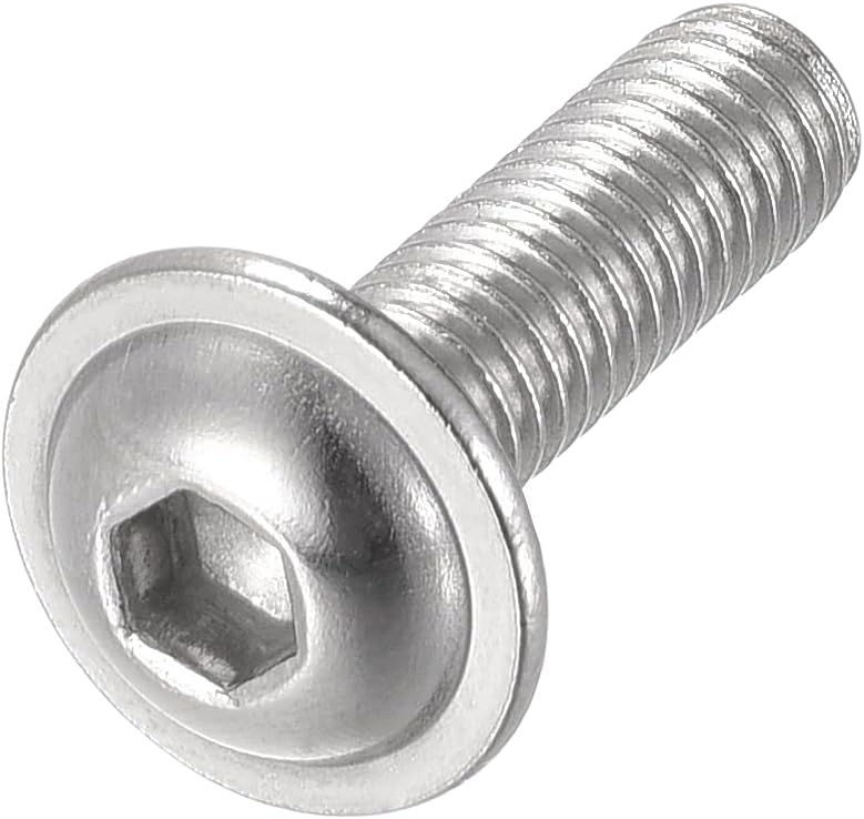 sourcing map Flanged Button Head Socket Cap Screws, M6*20mm Hex Socket Drive Screw, 304 Stainless Steel Fasteners Bolts - Image 4