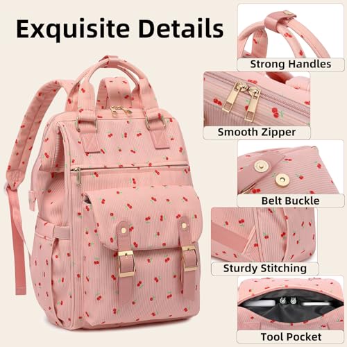 Mochila de laptop de pana para mujer 15.6 pulg elegante miniatura 4