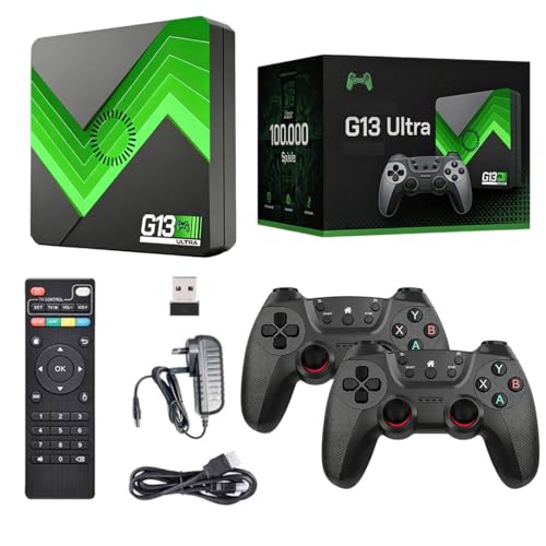 Retro Spielkonsole G13 256G Plug and Play Handheld Spielkonsole mit 100 000 Spielen Duales System Retro Emulator Konsole Videospiel mit Drahtlose Dual-Controller für Fernseher