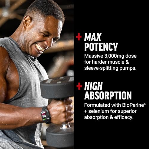 Image of Force Factor L-Arginine 3000mg, Nitric Oxide Supplement, 150 Capsules | Support Stronger Blood Flow, Circulation, Nutrient Delivery & Pumps, L-Arginine with BioPerine for Superior Absorption
