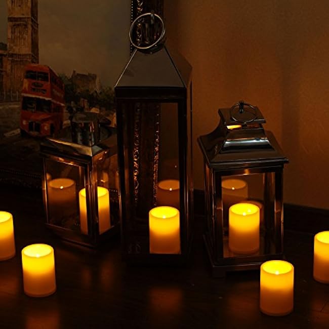 Flameless Flickering Plastic Led Candle, 6-Pack Battery Operated Pumpkin Color Remote Candle With Timer ,Fall, Autumn, Halloween Outdoor Decorations, 3x4 inch