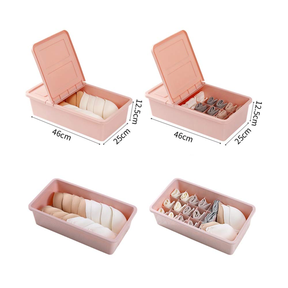 Juego de cajas de almacenamiento para ropa interior, organizador de compartimentos para ropa interior, brasieres, calcetines, cajas de plástico para acabado de cajones para una organización ordenada