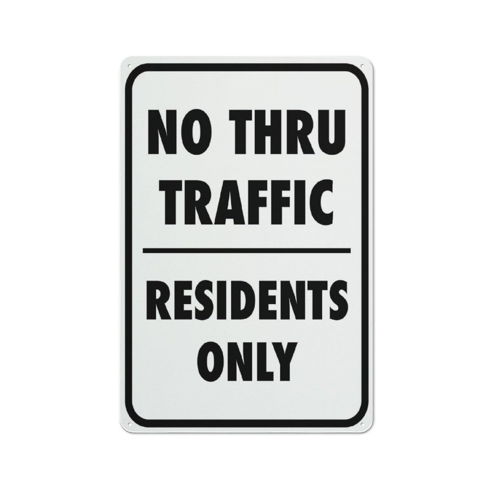 No Thru Traffic Residents Only Sign 8"X12" Rust Free Aluminum Signs Outdoor, Metal Tin Sign For Home, Business, Yard