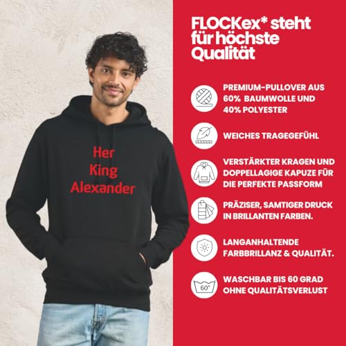 FLOCKex Marken Kapuzenpullover Hoodie mit Wunschtext - Front und Rückenprint - Sprüche individuell auf den Pullover drucken Lassen I Personalisierter Textildruck I L Navy