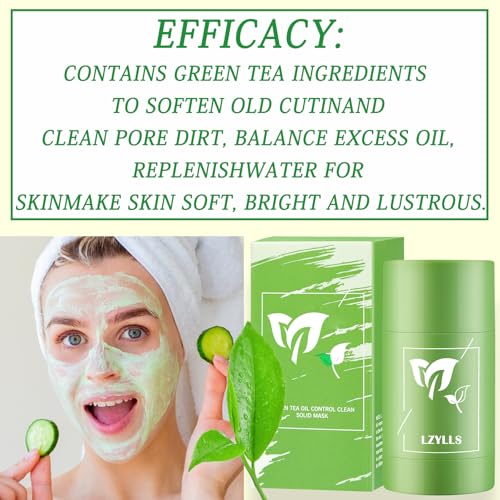 Lzylls 2 Pcs Green Tea Face Mask Stick,Deep Clean Purifying Clay Green Tea Mask Stick,Blackhead Remover,Moisturizing & Improve Skin Tone Green Tea Oil Control Mask Stick,Reduce Blackheads For All Skin Types thumb #5