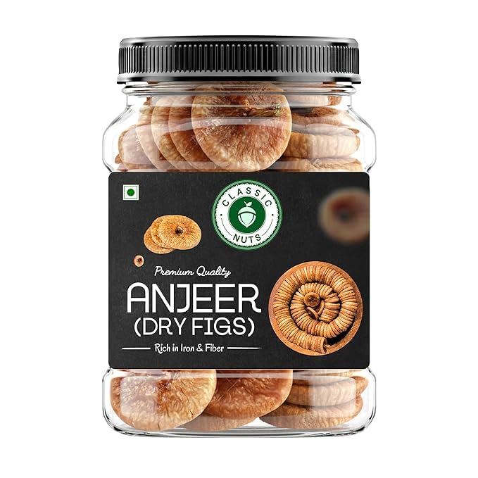 Classic Nuts Afghani Anjeer (Figs) | Natural, Sun-Dried, Handpicked | Rich in Fiber, Calcium & Antioxidants | Healthy Dry Fruit Snack (500gm, Anjeer)