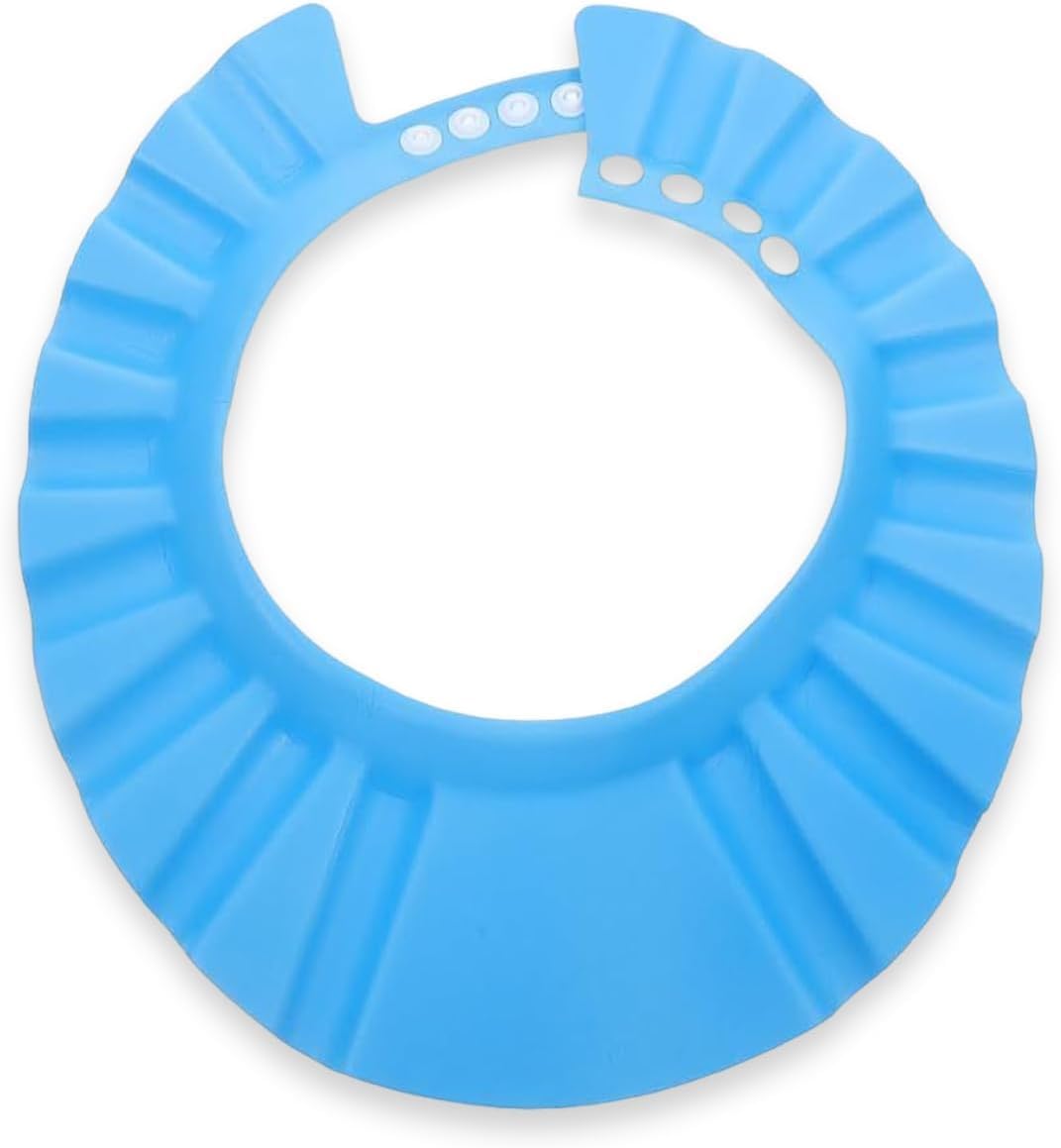 Blue Shower Visor with Wide Brim, Adjustable Snap Shampoo Cap