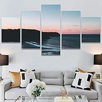 SIGNWIN 5 Panel Canvas Wall Art Landscape Ocean for Home Decorations Ready to Hang - 60