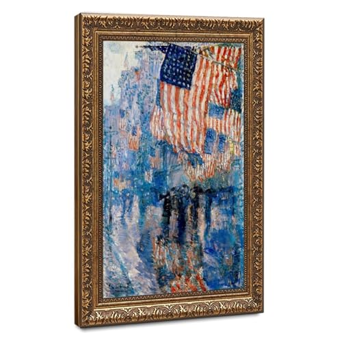 Tableau de qualite Impression sur toile The Avenue in The Rain avec cadre a suspendre