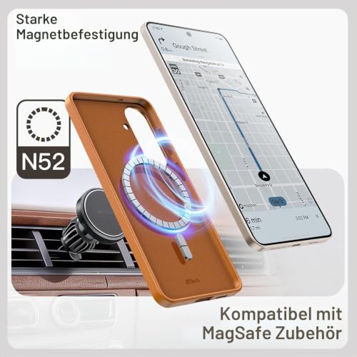 JETech Vegane Lederhülle für Samsung Galaxy S26, Braun – Ansicht 5