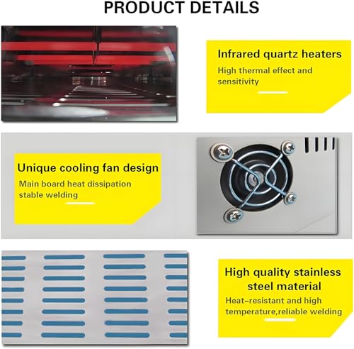 Reflow Oven, 1500W IR Convection Oven with PC Connectivity, 8 Pre-Set Waves, 280°C, Drawer Style for SMT PCB LED Board Soldering - Image 3