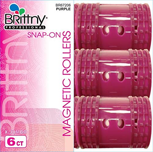 Brittny Snap-on Magnetic Rollers - Purple 6 Count, X-jumbo (Pack of 1)