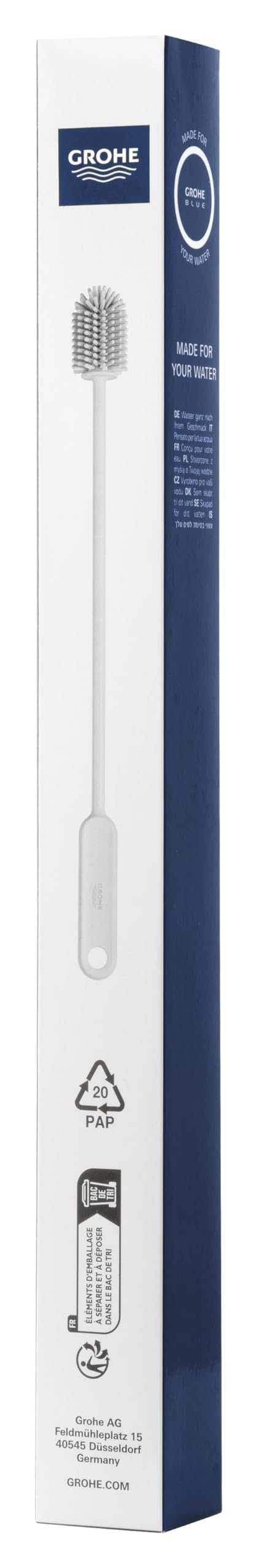 GROHE Blue Fizz 41254L00 Cleaning Brush (Easy to Clean Blue Fizz Water Bottles), White