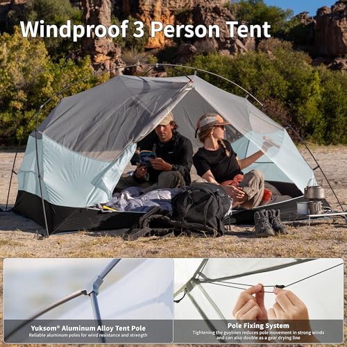Image of Naturehike Mongar Upgraded 1 /2 /3 Person Backpacking Tent,Waterproof Lightweight Camping Tent with Footprint