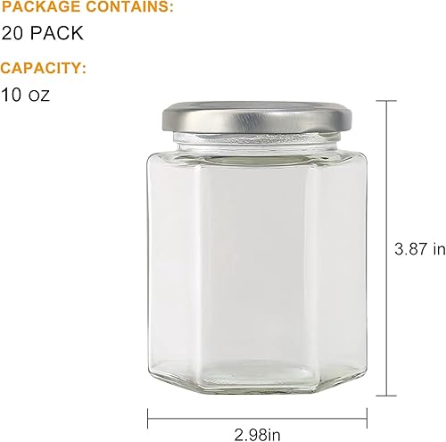 Miniatura 2 de 20 tarros de vidrio de 10 onzas con tapas plateadas, tarros Mason para regalos, manualidades, bodas, especias, etiquetas adicionales
