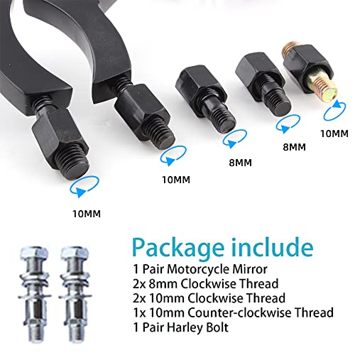Dreamizer 8Mm/10Mm Black Motorcycle Universal Blade Rear View Side Mirrors Compatible For Harley Street Bike Scooter Chopper Cruiser Sportster Dyna Softail Dirt Bike #TOP5