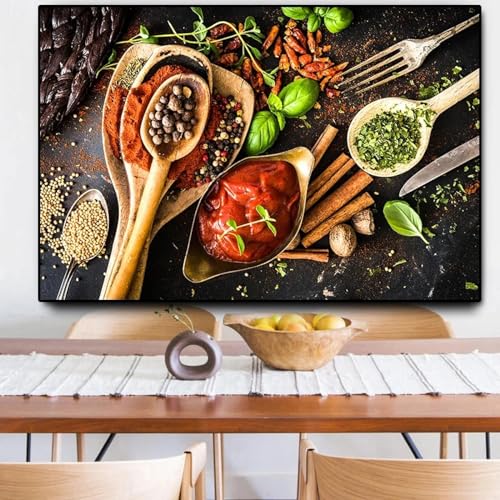 Affiche épices et grains KEBIA toile cuisine plante verte 70x100 cm