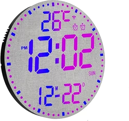 Nozuma WiFi 電波時計 壁掛けデジタル時計 静音 LED 表示 アプリ遠隔操作 調色調光機能 大文字見やすい 温度・カレンダー・アラーム・タイマー付き モダンおしゃれ掛け時計 (RGB ホワイトシェルブラック表面)