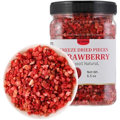 Premium Freeze Dried Strawberries Pieces 6.5 Oz/185g,Frozen Dried Strawberry,100% Natural & No Additives. Cover