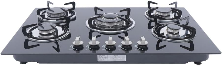 Miniatura 9 de Xuthusman Estufa integrada de 30 pulgadas con 5 quemadores, estufa de gas natural, estufa de cocina de gas GLPpropano con protección contra llamas,