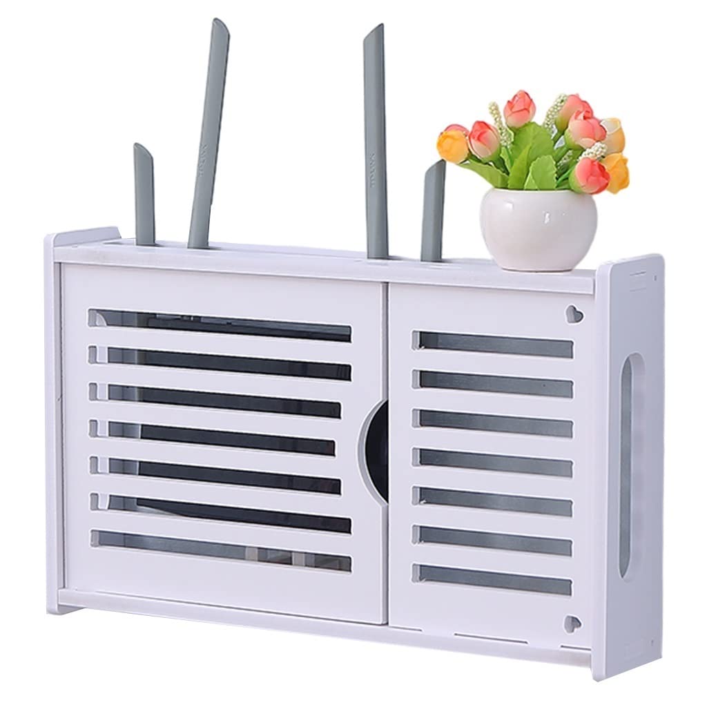 Support Mural pour routeur, décodeur TV, routeur sans Fil, Rangement WiFi, étagère WiFi (Couleur : Blanc, Dimensions : 39 x 7,5 x 24 cm)