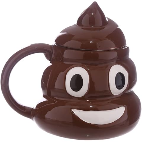 Caribou Living Emoji Poo Poop Novelty Funny Ceramic Mug Cup 450ml for Hot Drinks Tea Coffee Hot Chocolate Cover
