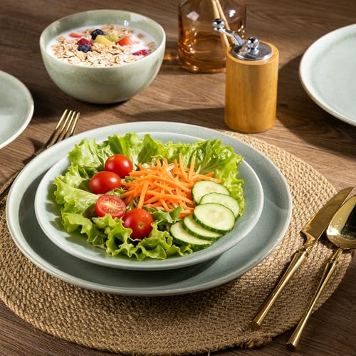 Image of GBHOME Dinnerware Sets For 6, 24Pcs Stoneware Plates and Double Bowls Sets, Dishwasher&Microwave Safe