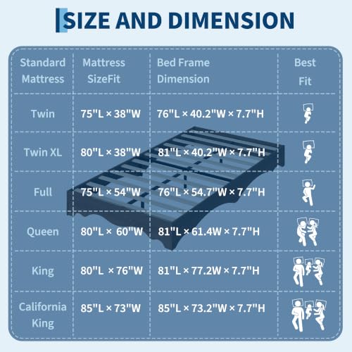 IDEALHOUSE Twin XL Bed Frame, Wood Platform Bed with Wave Design, Low Bed Frame Without Headboard, Minimalist Bed Base with Noise-Free, Easy Assembly, No Box Spring Needed by IDEALHOUSE - Used condition - Image 6