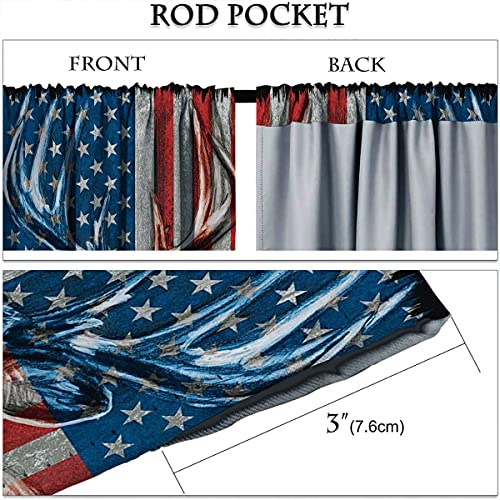 Gy Deer Curtains, Blackout Window Draperies Camouflage Rustic Patriotic Deer Big Antler Old Forest Retro American Flag Waterproof Window Curtain Decorative Curtain 42X63 Inch #TOP1