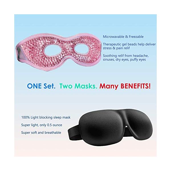 Gel-Beads-Eye-Mask-3D-Sleep-Mask-Cooling-Eye-Mask-Reduce-Puffy-Dark-Circles-Migraines-Headaches-Stress-Relief-3D-Contoured-Cup-Blindfold-Eye-Mask-Ultra-Lightweight-Comfortable-Sleeping-Mask-Gel-Eye-Ma Cooling Eye Mask + 3D Sleep Mask, Cooling Eye Mask Reduce Puffy Dark Circles Migraines Headaches Stress Relief, 3D Contoured Cup Blindfold Eye Mask Ultra Lightweight & Comfortable Sleeping Mask